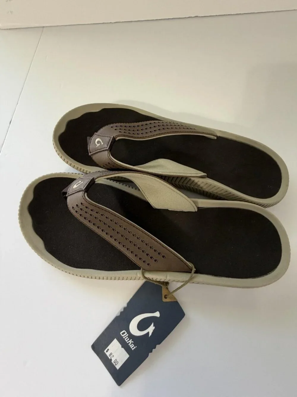 OluKai Sandals Mens 13 Brown Flip Flop Thong Comfort Slip On Beach Casual